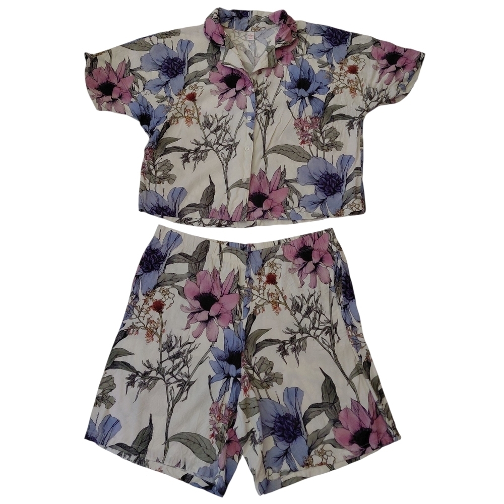 Joe Fresh Floral Pajama Set - Pink and Blue